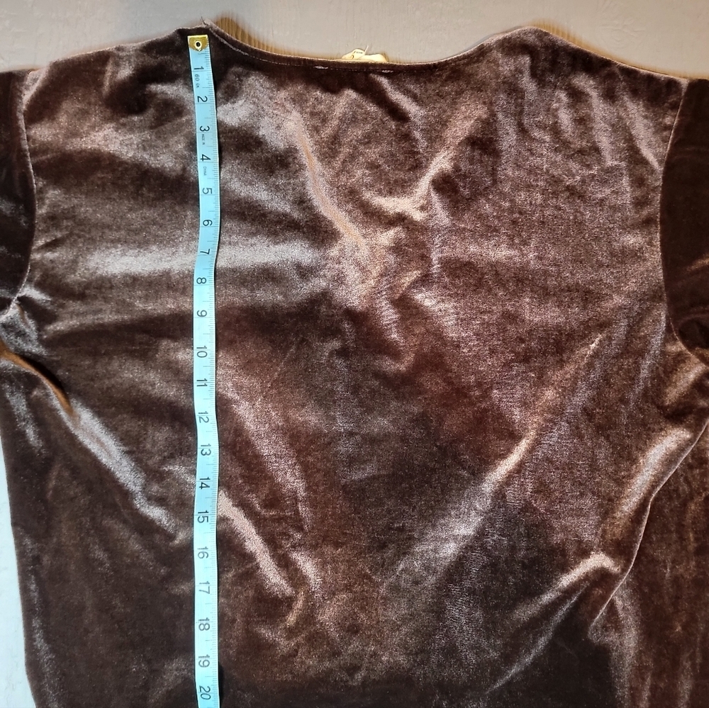 ♡ Stichfix Velvet Tie-Front Kimono Top with Floral Embroidery - Brown B-13 - Picture 4 of 6